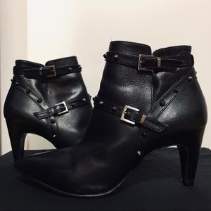 Napoleoni Studded Leather Pointed Toe Ankle Boots